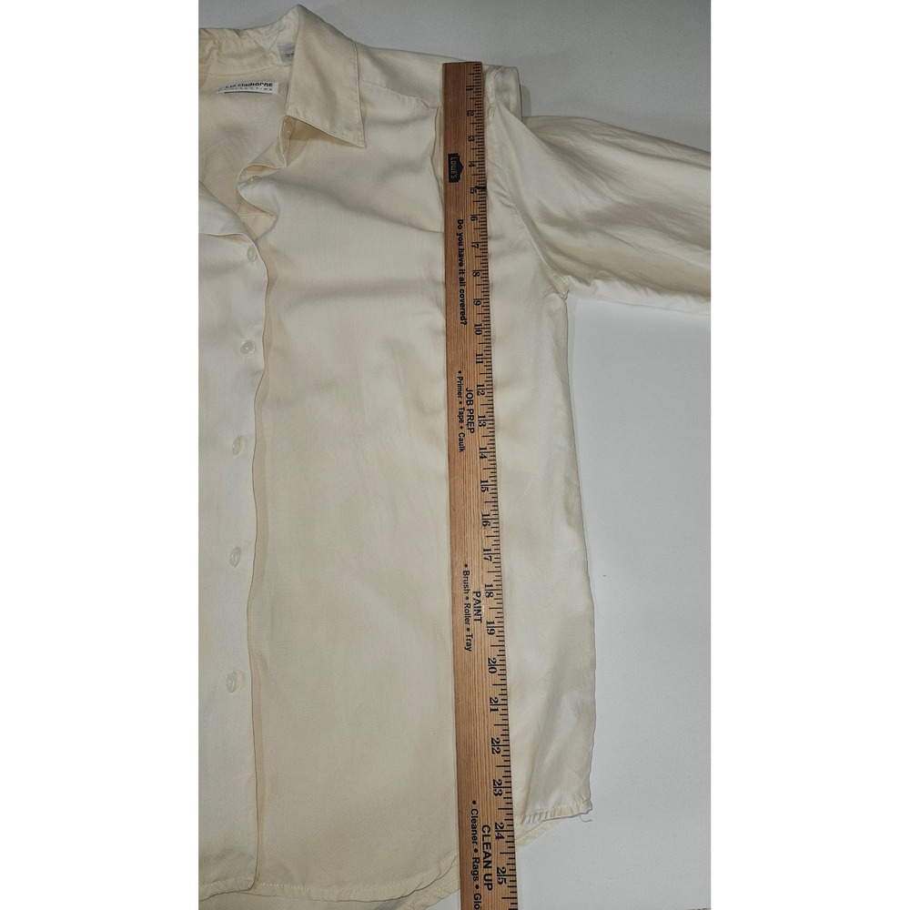 Vintage Liz Claiborne Collection 100% Silk Shirt Cream Ivory Button Down Size 4 - Picture 5 of 7